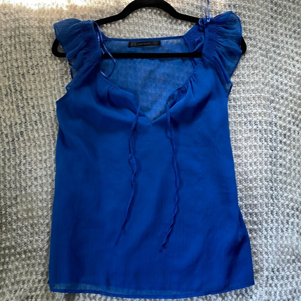 Zara Trafaluc royal blue blouse